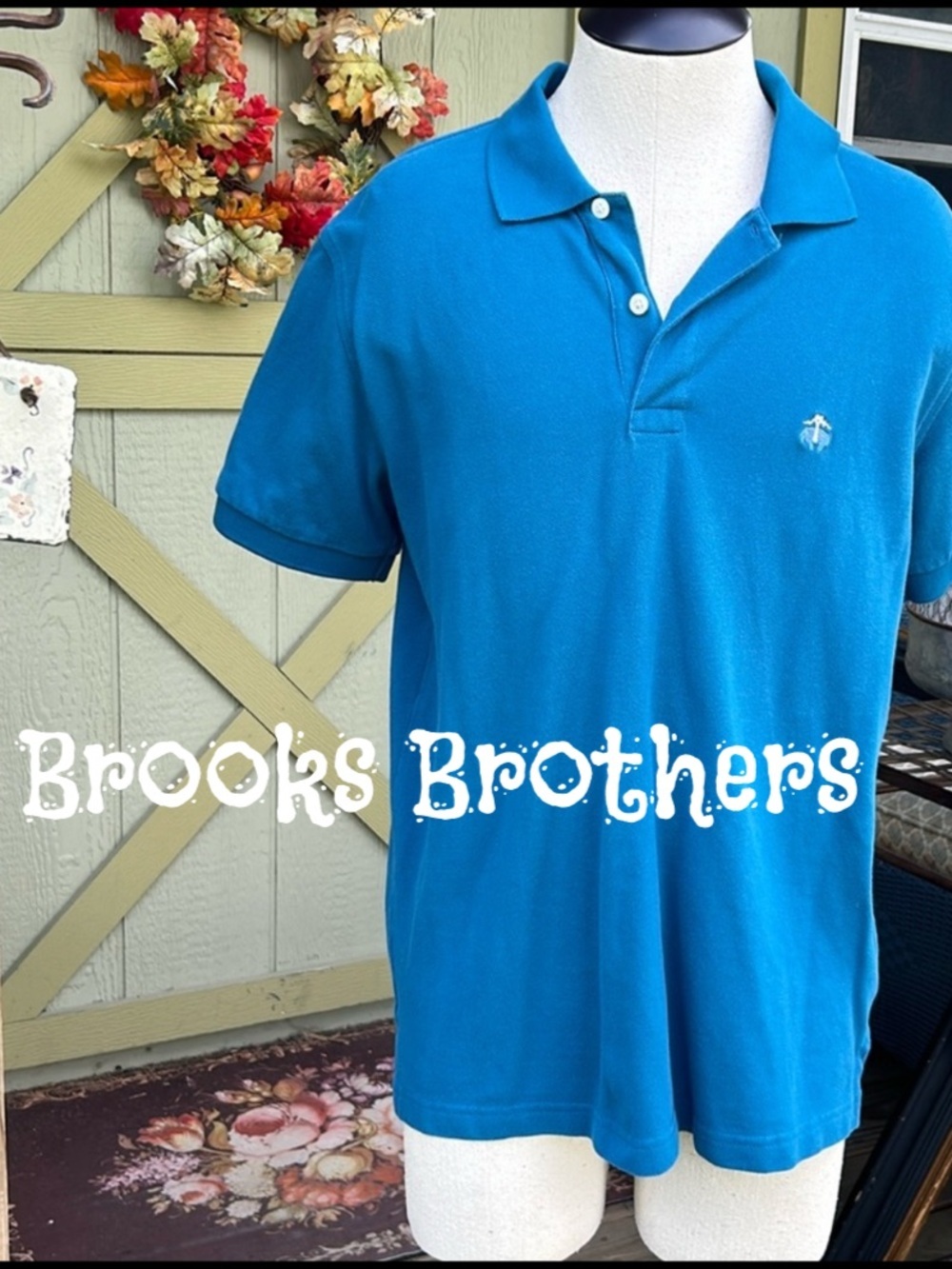 Blue Cotton Collared Short Sleeve Button Polo Shirt